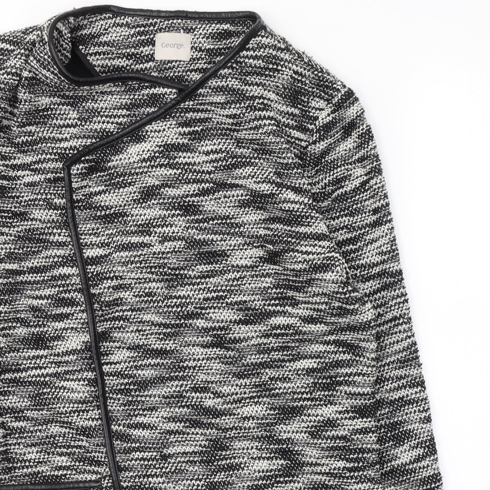 George Womens Beige V-Neck Herringbone Polyester Cardigan Jumper Size 12