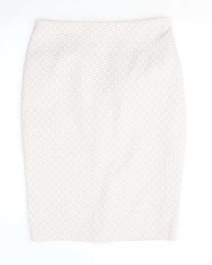Marks and Spencer Womens Pink Geometric Polyester A-Line Skirt Size 12   Zip