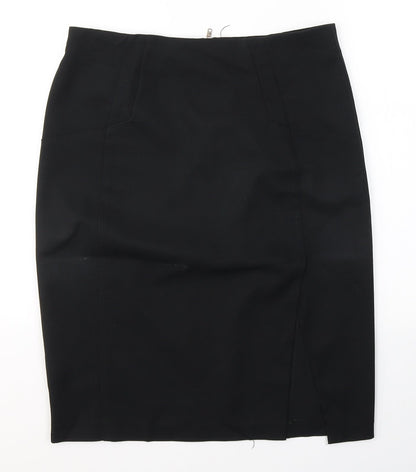 Dorothy Perkins Womens Black  Polyester A-Line Skirt Size 12   Zip