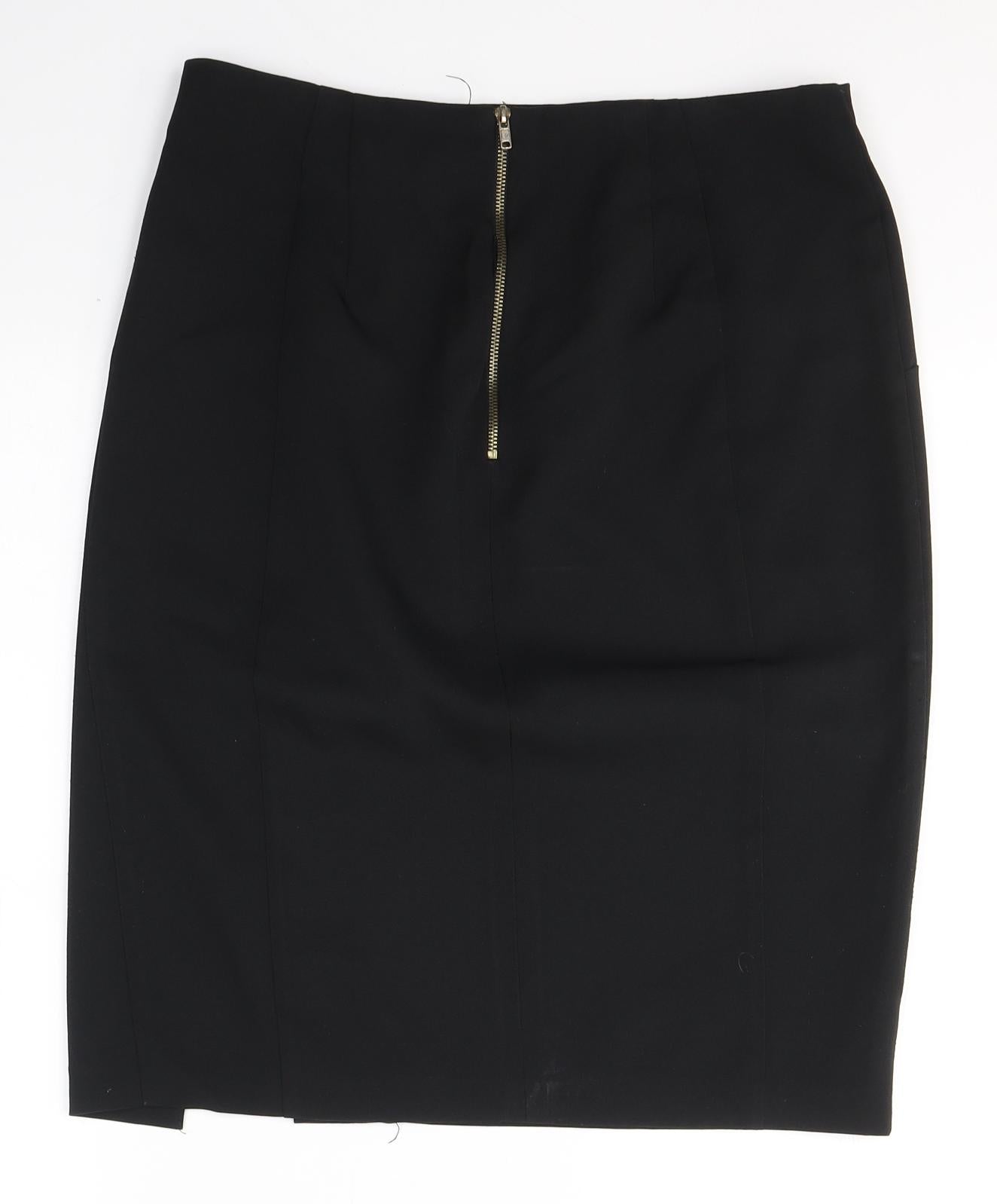 Dorothy Perkins Womens Black  Polyester A-Line Skirt Size 12   Zip