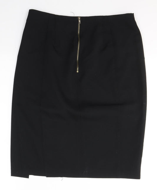 Dorothy Perkins Womens Black  Polyester A-Line Skirt Size 12   Zip