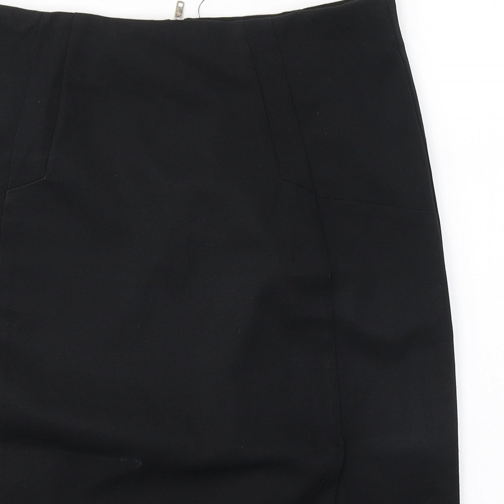 Dorothy Perkins Womens Black  Polyester A-Line Skirt Size 12   Zip