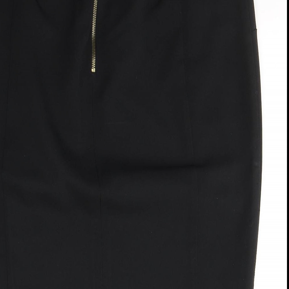 Dorothy Perkins Womens Black  Polyester A-Line Skirt Size 12   Zip