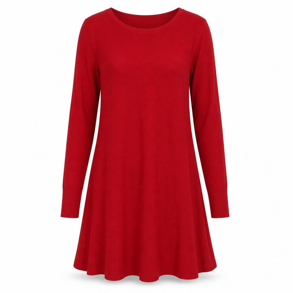 Front view of Marks & Spencer women’s red acrylic fit & flare, size UK 12, round neck pullover