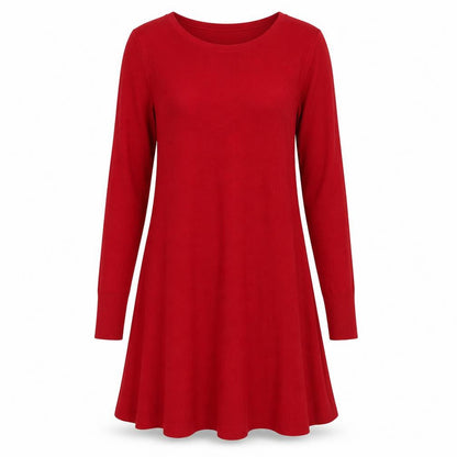 Front view of Marks & Spencer women’s red acrylic fit & flare, size UK 12, round neck pullover