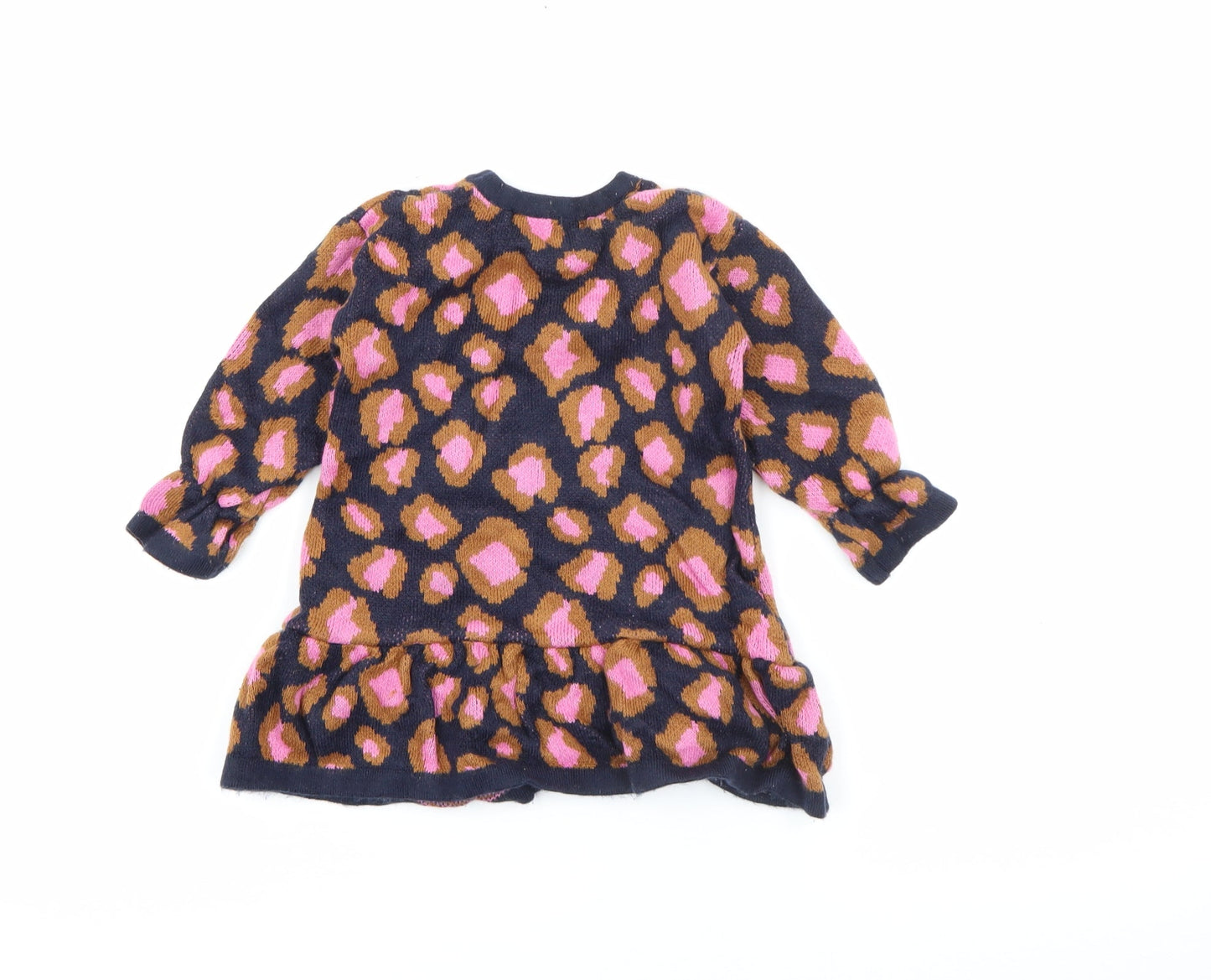 Very Girls Blue Animal Print Acrylic Jumper Dress  Size 12-18 Months  Crew Neck