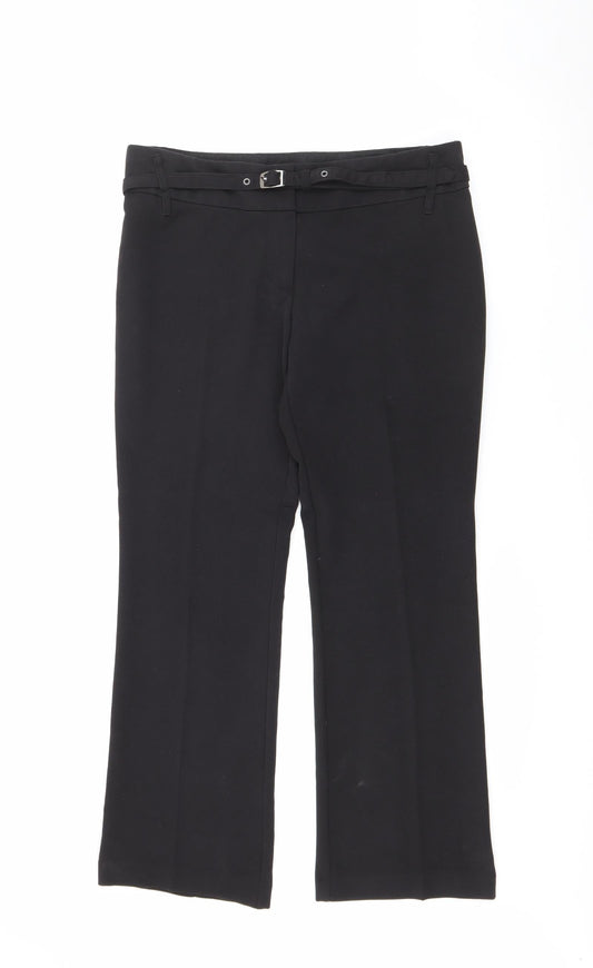 NEXT Womens Black  Polyester Trousers  Size 12 L28 in Regular Button