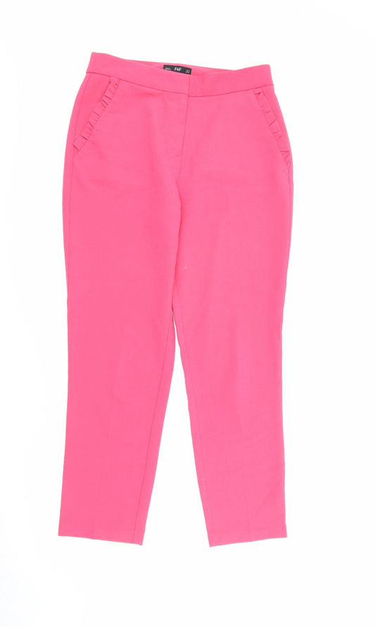 F&F Womens Pink  Polyester Carrot Trousers Size 8 L26 in Regular Zip