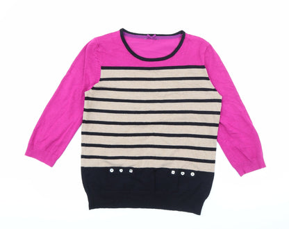 Womens UK Size 14 M&Co Pink Pullover Jumper