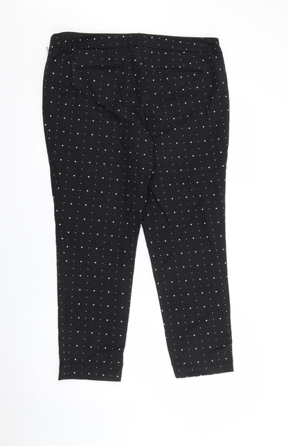 Lila Rose Womens Black Polka Dot Cotton Capri Trousers Size XL L25 in Regular Zip