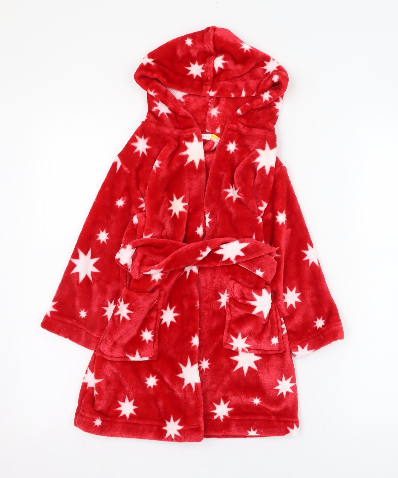 John Lewis Girls Red Solid Polyester Kimono Gown Size 3 Years  Tie - Stars