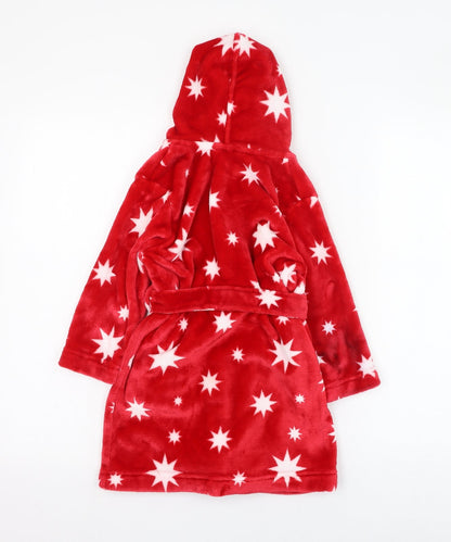 John Lewis Girls Red Solid Polyester Kimono Gown Size 3 Years  Tie - Stars