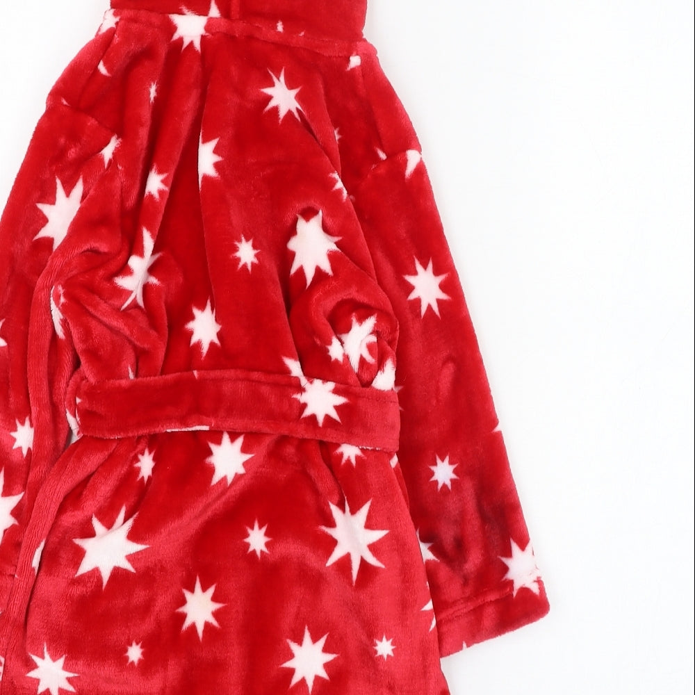John Lewis Girls Red Solid Polyester Kimono Gown Size 3 Years  Tie - Stars