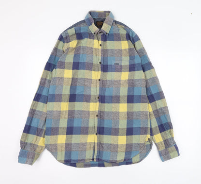 Mens UK Size S Garment Makers Blue  Button-Up Long Sleeve Casual Shirt