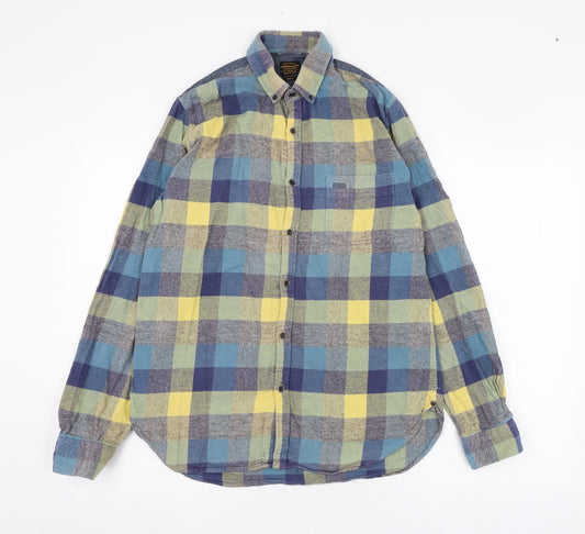 Mens UK Size S Garment Makers Blue  Button-Up Long Sleeve Casual Shirt