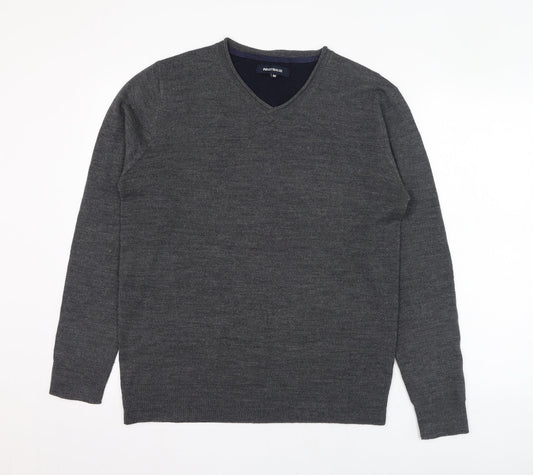 Industrialize Mens Grey V-Neck  Acrylic Pullover Jumper Size M