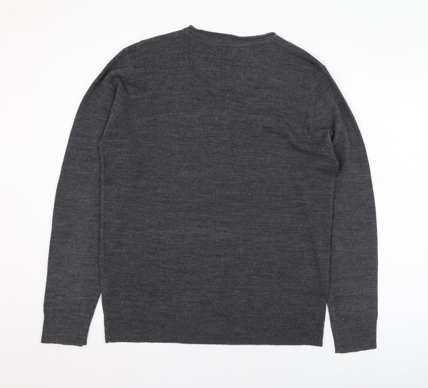 Industrialize Mens Grey V-Neck  Acrylic Pullover Jumper Size M