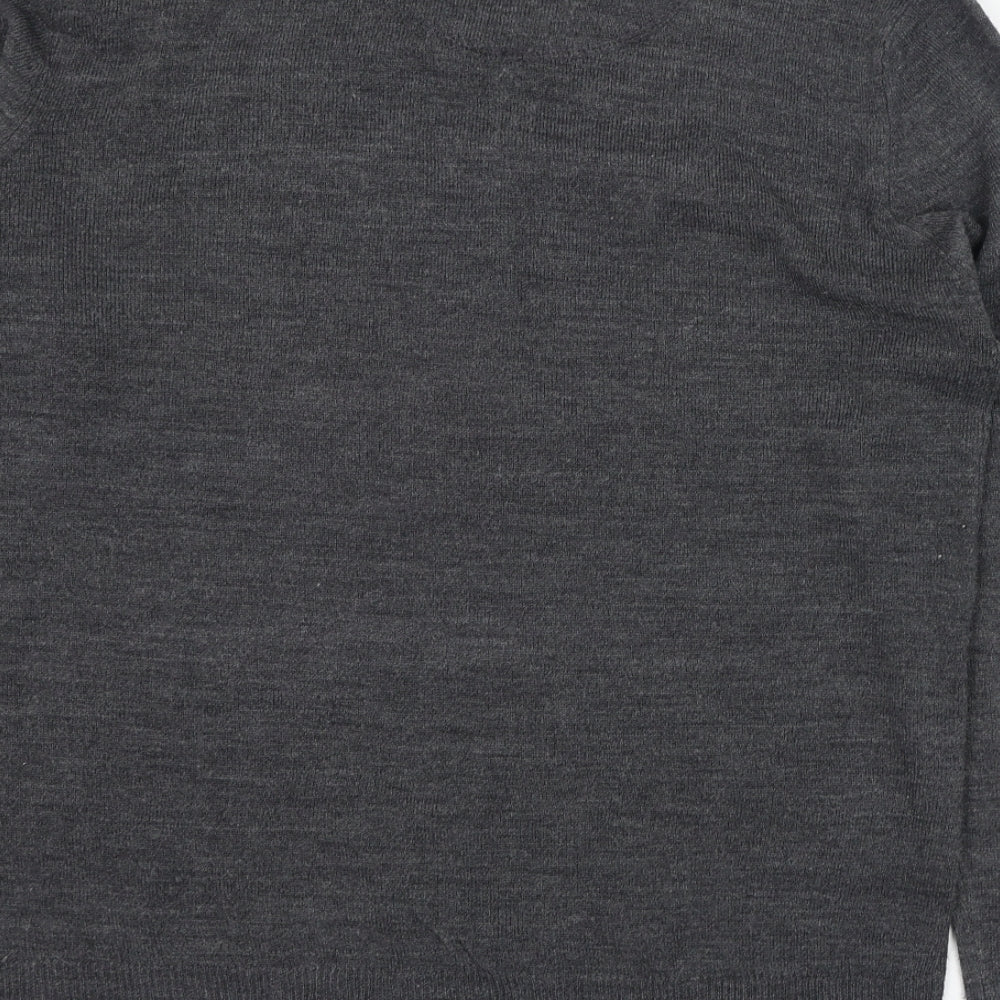 Industrialize Mens Grey V-Neck  Acrylic Pullover Jumper Size M