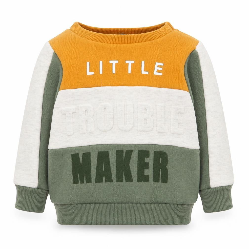 Front view of Primark boys’ multicoloured striped polyester jumper, size 0-3, months snap