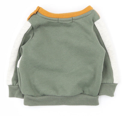 Back view of Primark boys’ multicoloured striped polyester jumper, size 0-3, months snap