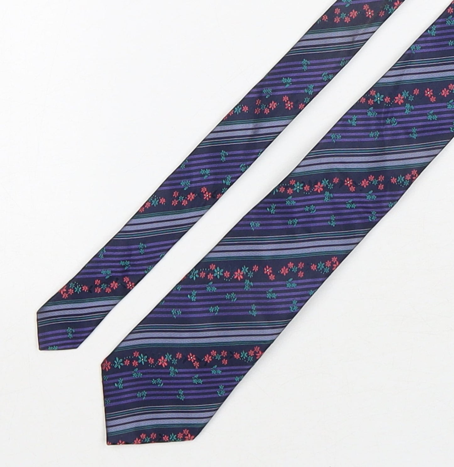 Autograph  Mens Multicoloured Striped Silk Pointed Tie One Size