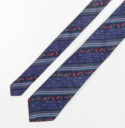 Autograph  Mens Multicoloured Striped Silk Pointed Tie One Size