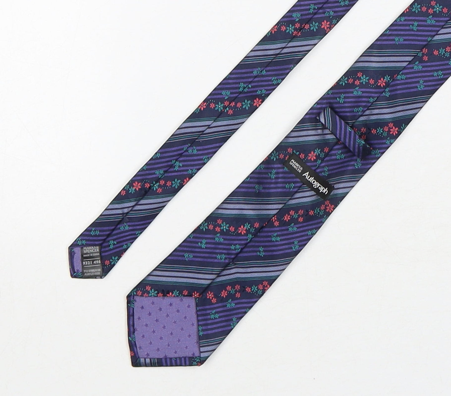 Autograph  Mens Multicoloured Striped Silk Pointed Tie One Size