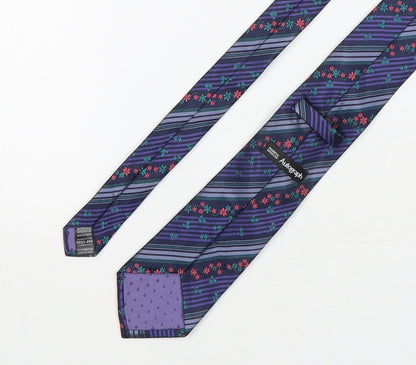 Autograph  Mens Multicoloured Striped Silk Pointed Tie One Size