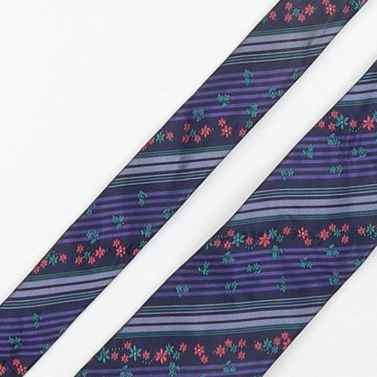 Autograph  Mens Multicoloured Striped Silk Pointed Tie One Size