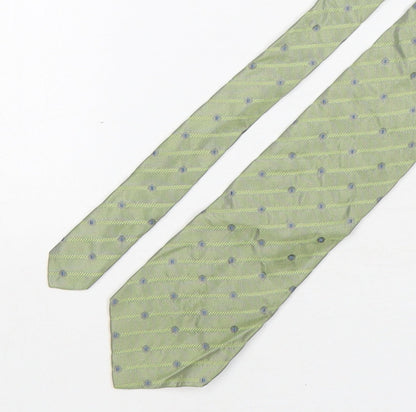 Profuomo Mens Green Geometric Silk Pointed Tie One Size