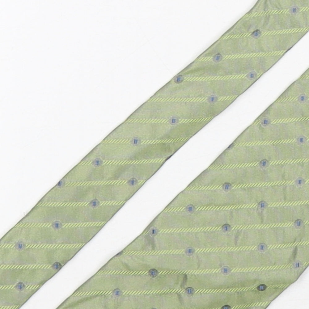 Profuomo Mens Green Geometric Silk Pointed Tie One Size