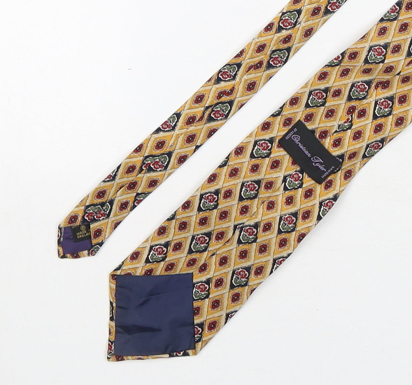 Christian Tyler  Mens Multicoloured Plaids & Checks Silk Pointed Tie One Size