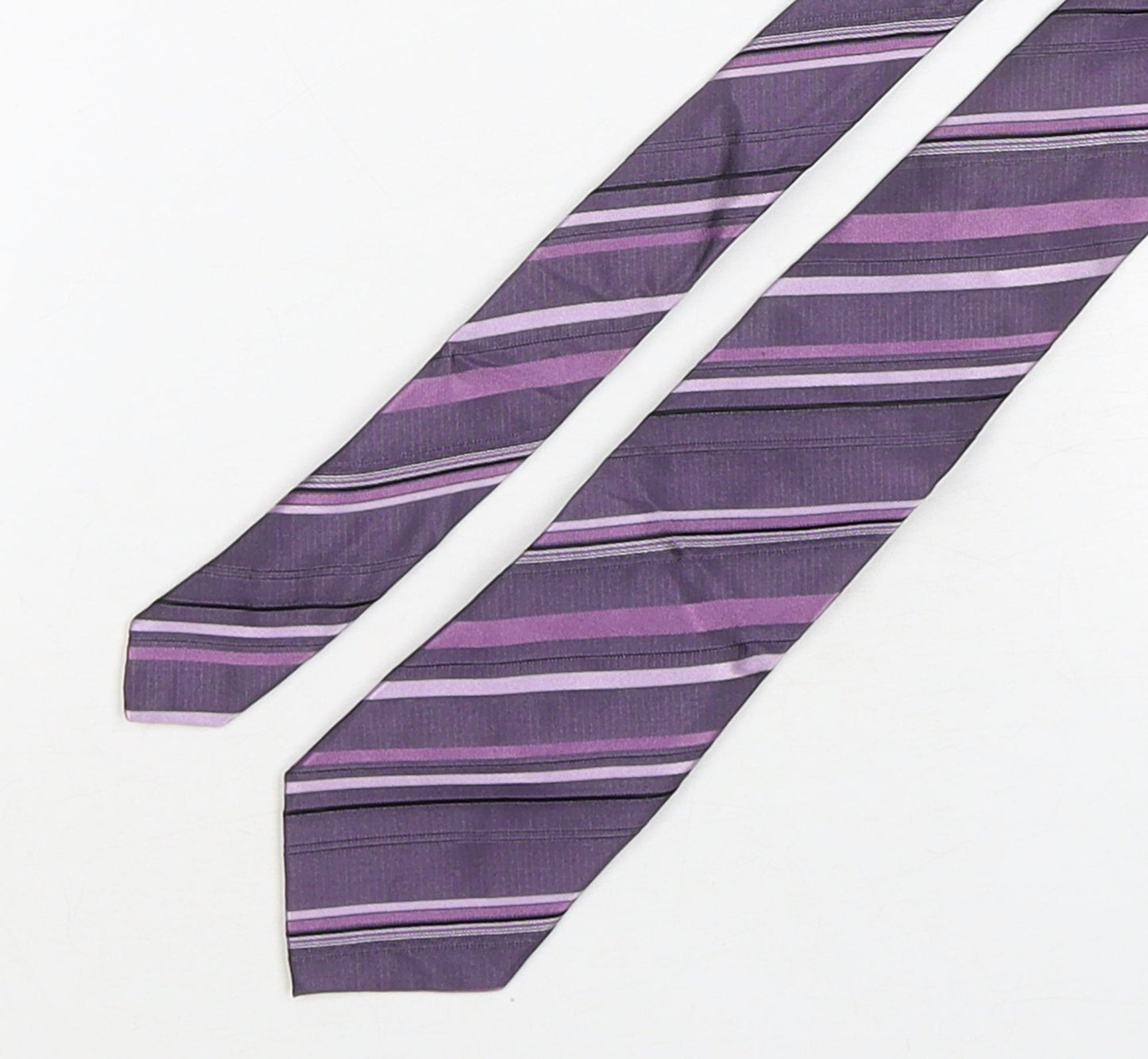 Autograph Mens Purple Striped Silk Pointed Tie One Size