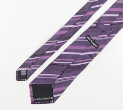 Autograph Mens Purple Striped Silk Pointed Tie One Size