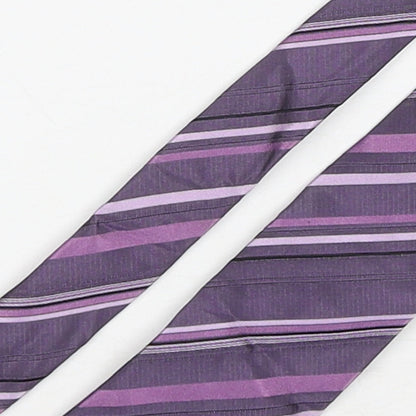 Autograph Mens Purple Striped Silk Pointed Tie One Size
