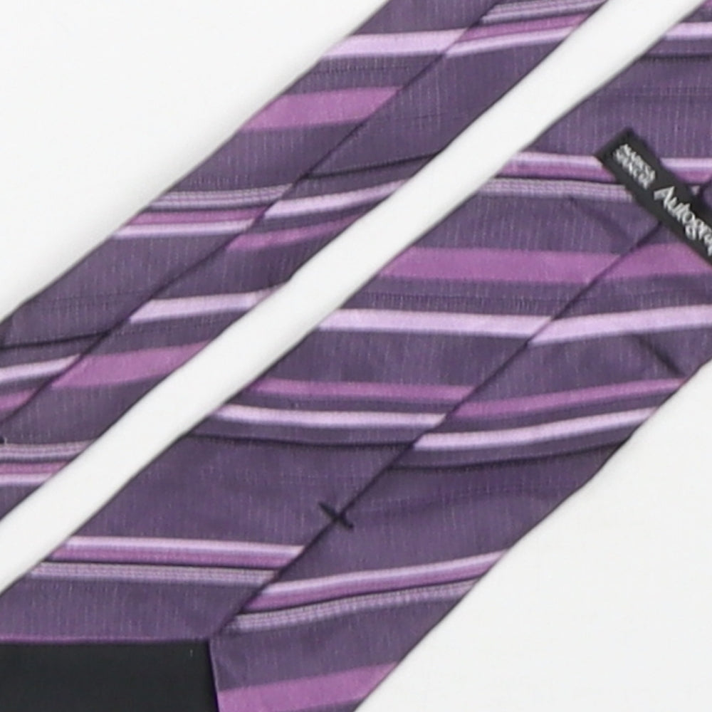Autograph Mens Purple Striped Silk Pointed Tie One Size