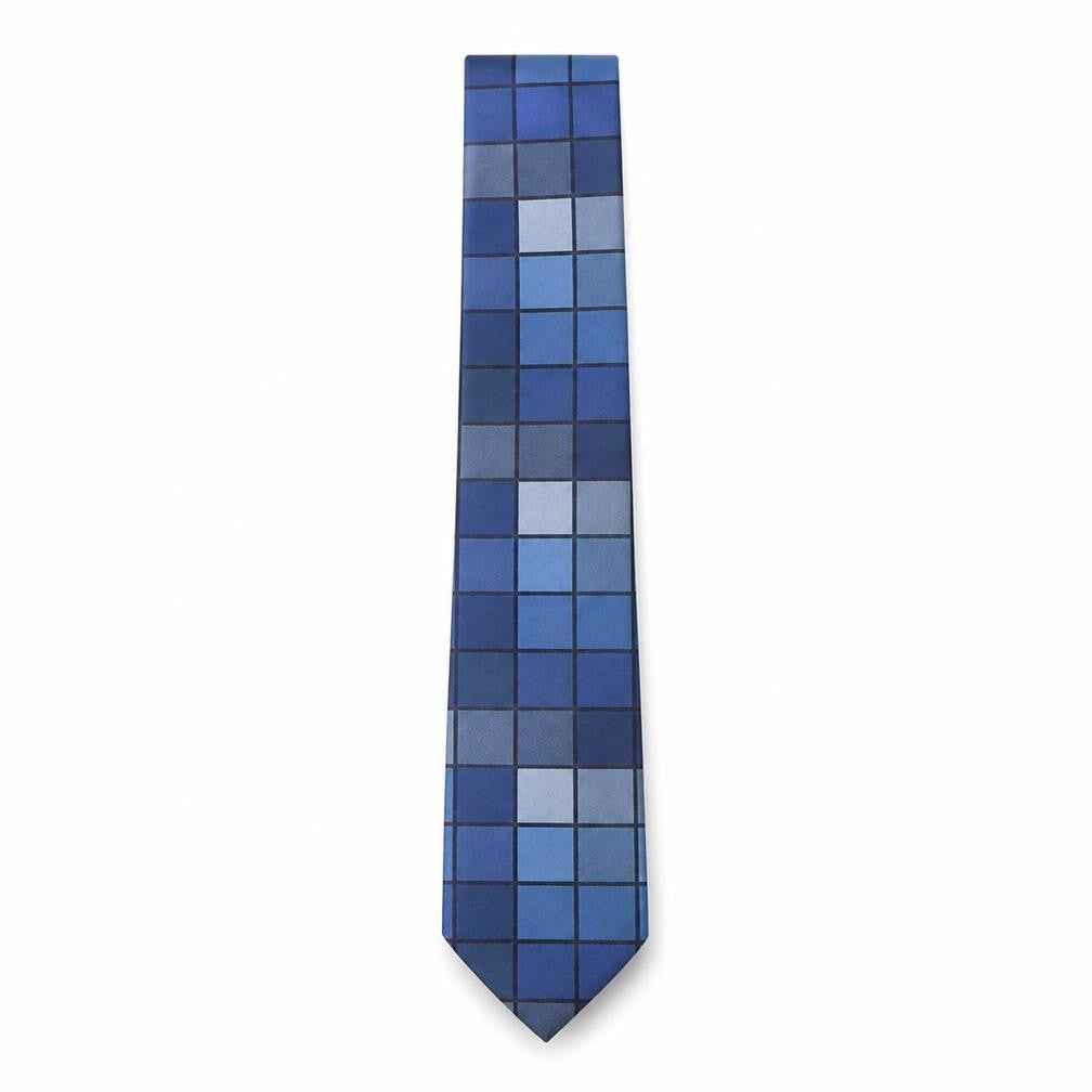 Mens Greenwoods Blue Plaids & Checks  Pointed Tie