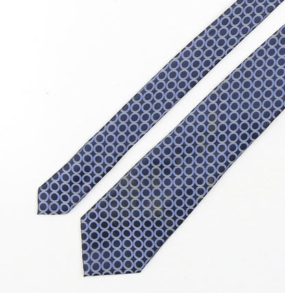 Marks and Spencer Mens Blue Geometric Polyester Pointed Tie One Size