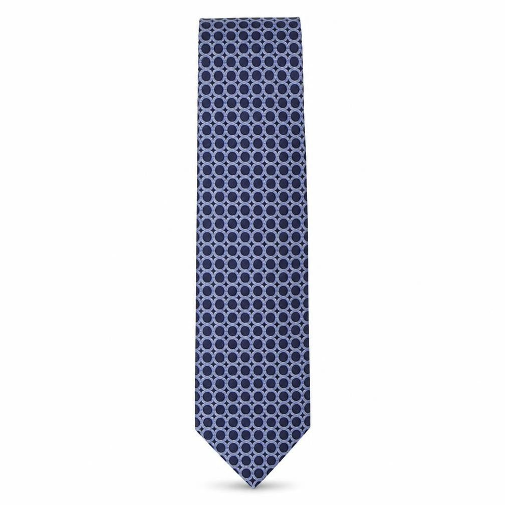 Front view of Marks & Spencer men’s blue geometric polyester pointed tie one size