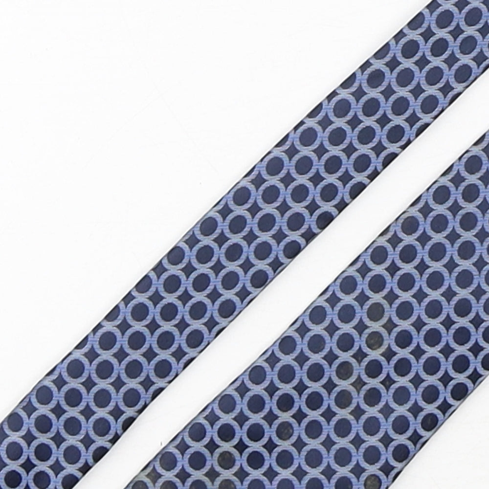 Marks and Spencer Mens Blue Geometric Polyester Pointed Tie One Size