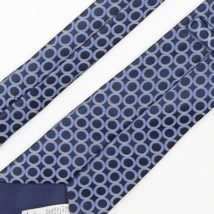 Marks and Spencer Mens Blue Geometric Polyester Pointed Tie One Size