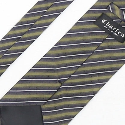 Charles  Mens Multicoloured Striped Silk Pointed Tie One Size