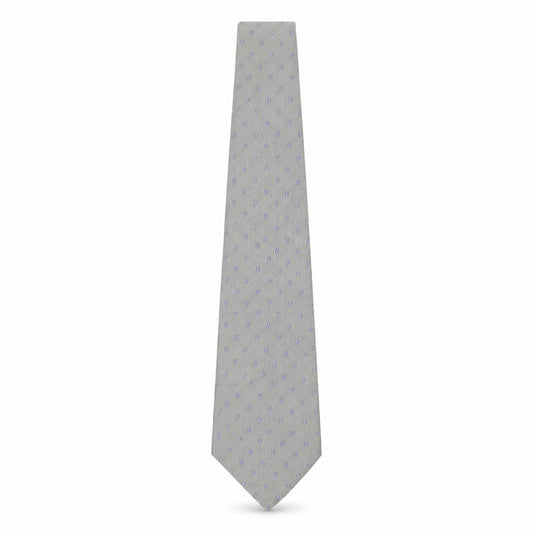 Front view of Katharine Hamnet men’s grey polka dot silk pointed tie one size