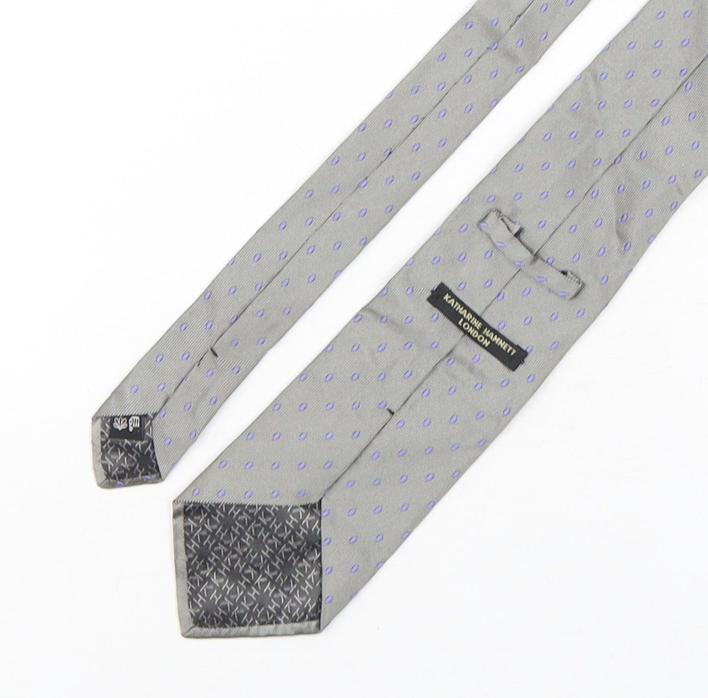 Katharine Hamnet Mens Grey Polka Dot Silk Pointed Tie One Size