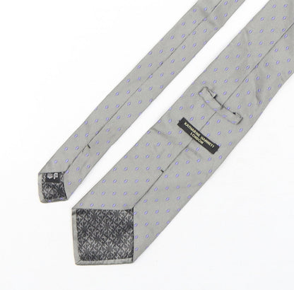 Katharine Hamnet Mens Grey Polka Dot Silk Pointed Tie One Size