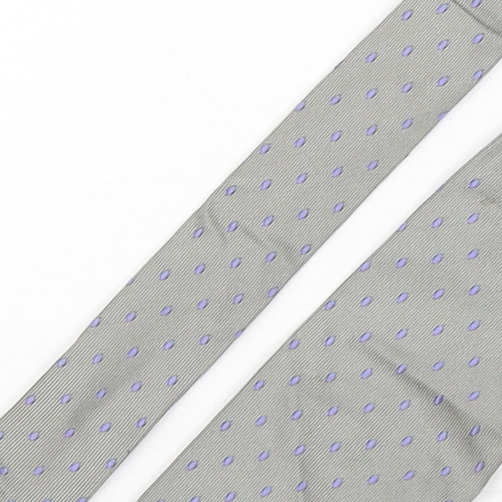 Katharine Hamnet Mens Grey Polka Dot Silk Pointed Tie One Size