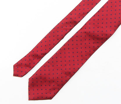 John Lewis  Mens Red Polka Dot Silk Pointed Tie One Size