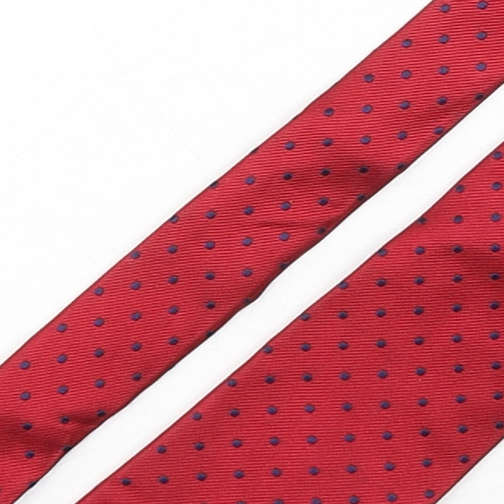 John Lewis  Mens Red Polka Dot Silk Pointed Tie One Size