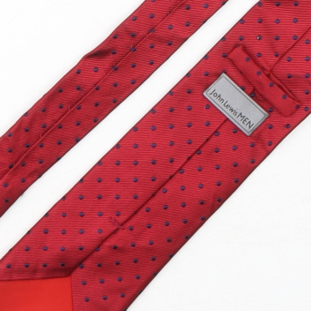 John Lewis  Mens Red Polka Dot Silk Pointed Tie One Size