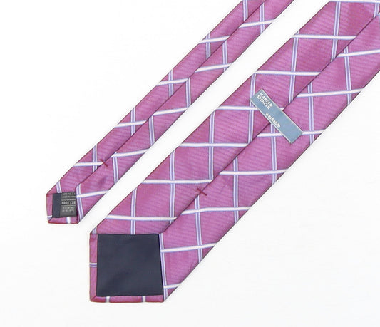 Marks and Spencer Mens Purple Plaids & Checks Polyester Pointed Tie One Size